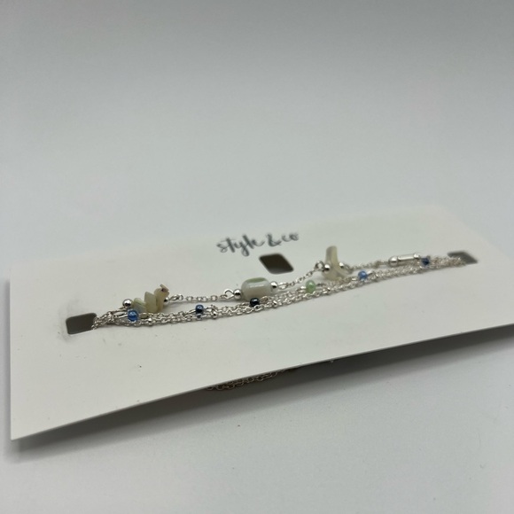 Style & Co Mixed Bead Multi-Row Ankle Bracelet in Silver-Tone NWT MSRP $25 - Picture 2 of 4